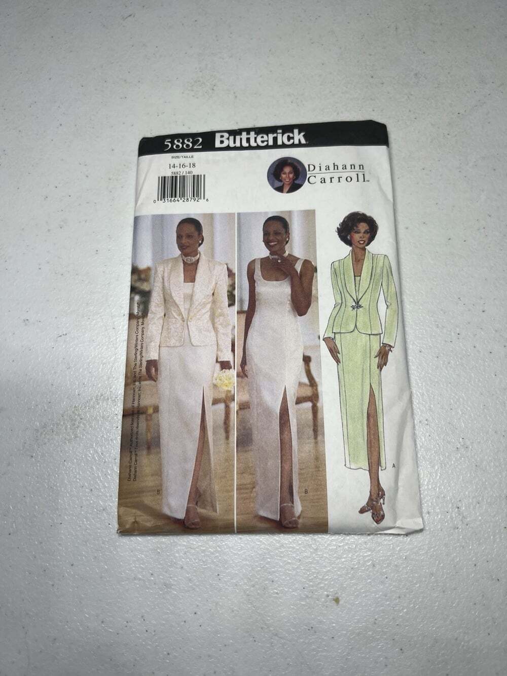 Butterick 5882 Diahann Carroll Dress Jacket Sewing Pattern Sizes 14 16 18 1998